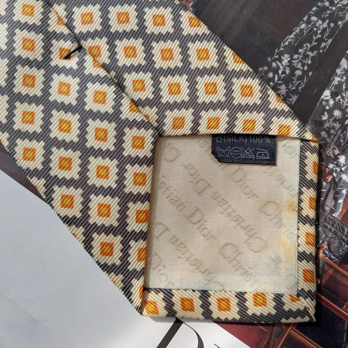 크리스찬 디올 실크 지오메트릭 패턴 넥타이 9.6cm A등급 K2135 상품이미지6