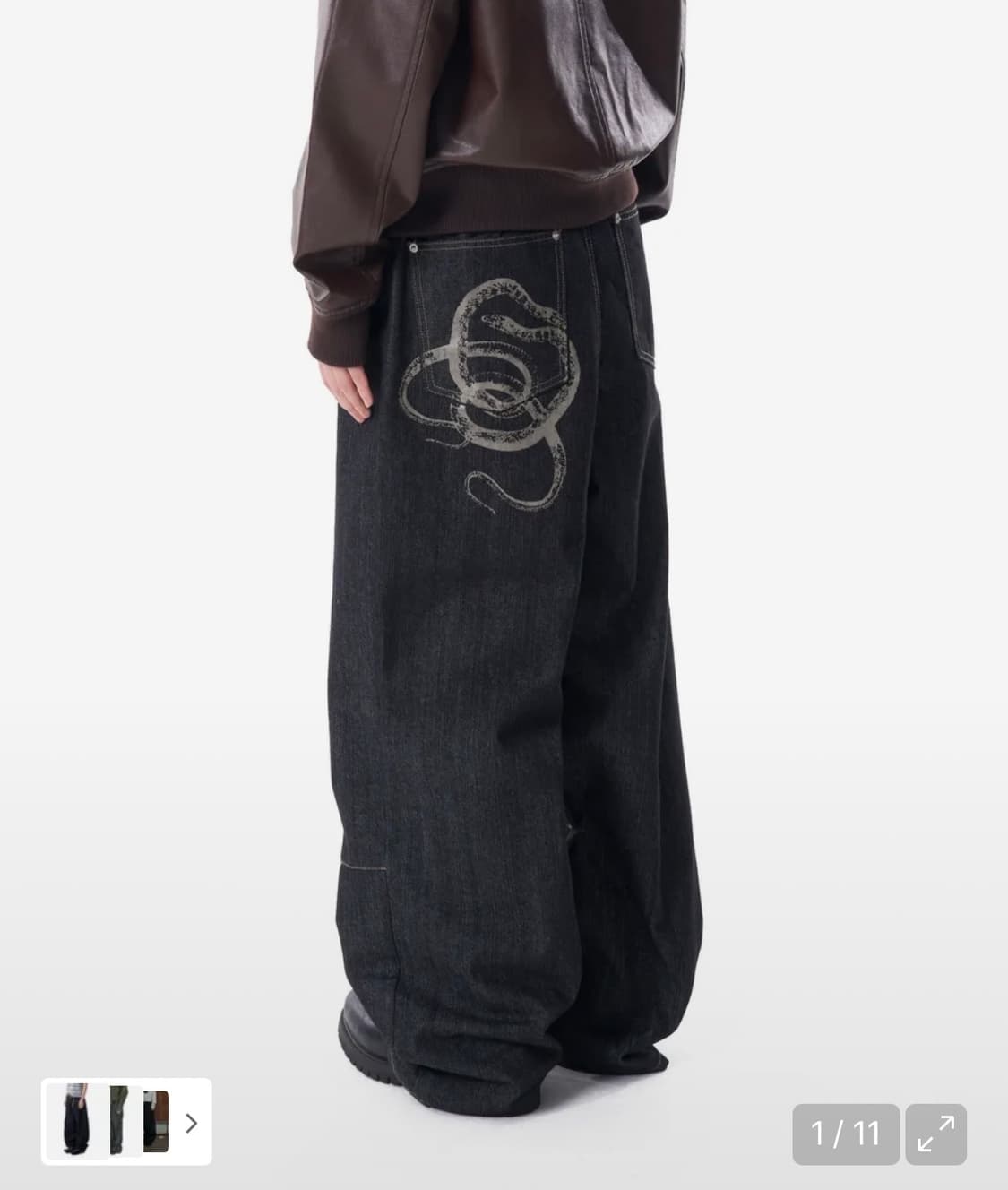 아캄 스네이크 프린트 데님팬츠 상품이미지1