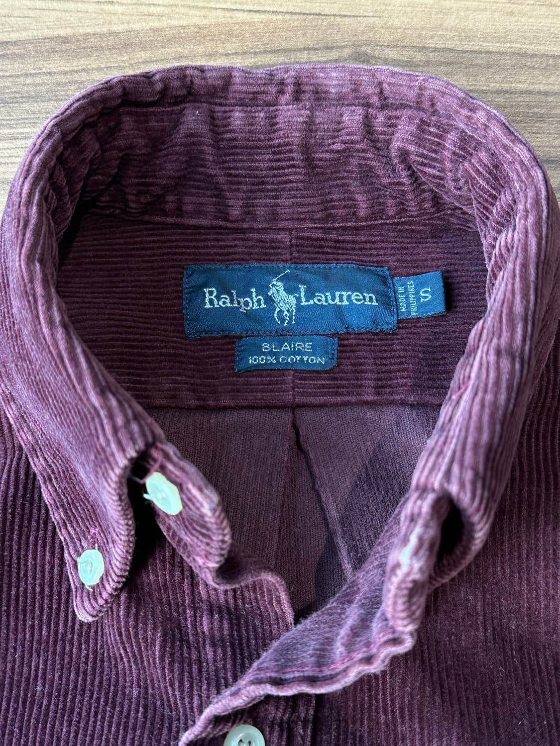 폴로 랄프로렌 90s 헤비 코듀로이 블레어 셔츠/버건디 S 상품이미지7