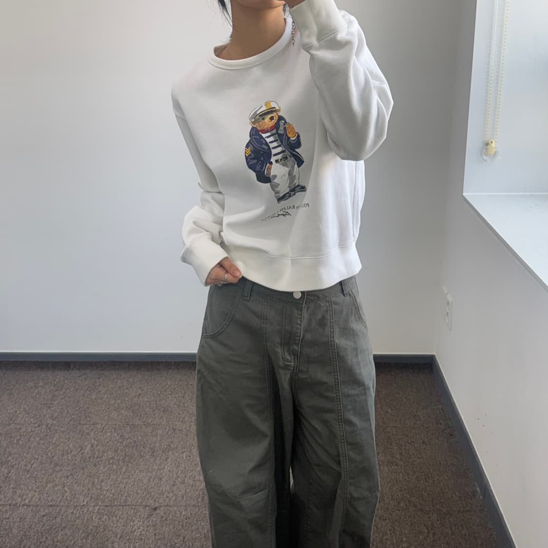 Polo 폴로 베어 로고 화이트 맨투맨 상품이미지1