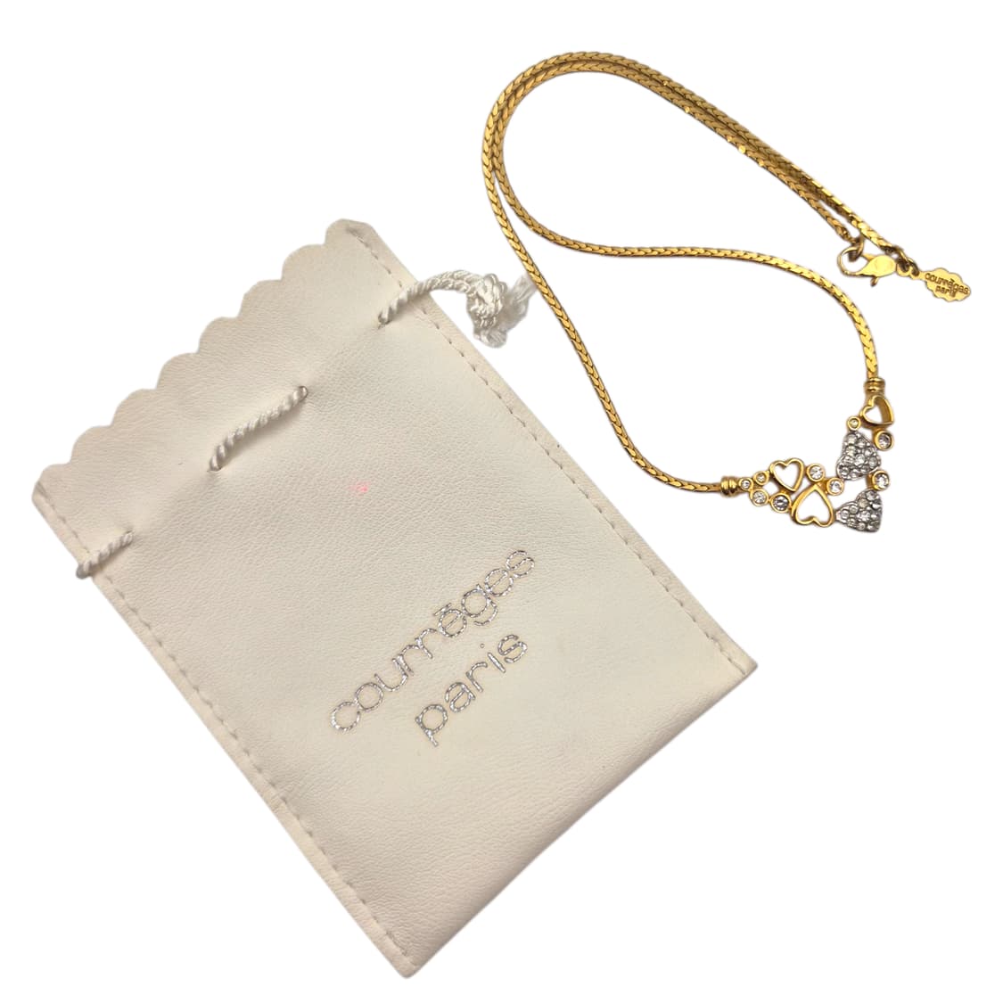 90s 프랑스 꾸레쥬 하트 물방울 크리스탈 초커 상품이미지2