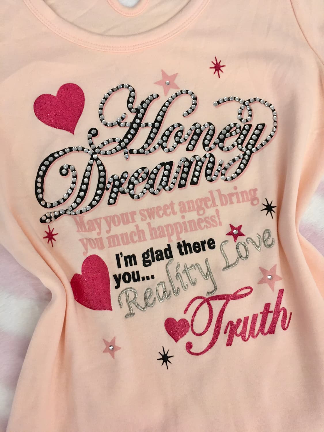 핑크 큐빅 레터링 하트 반팔 티셔츠 히메갸루 핀터레스트 헤이세이 조지후쿠 상품이미지2