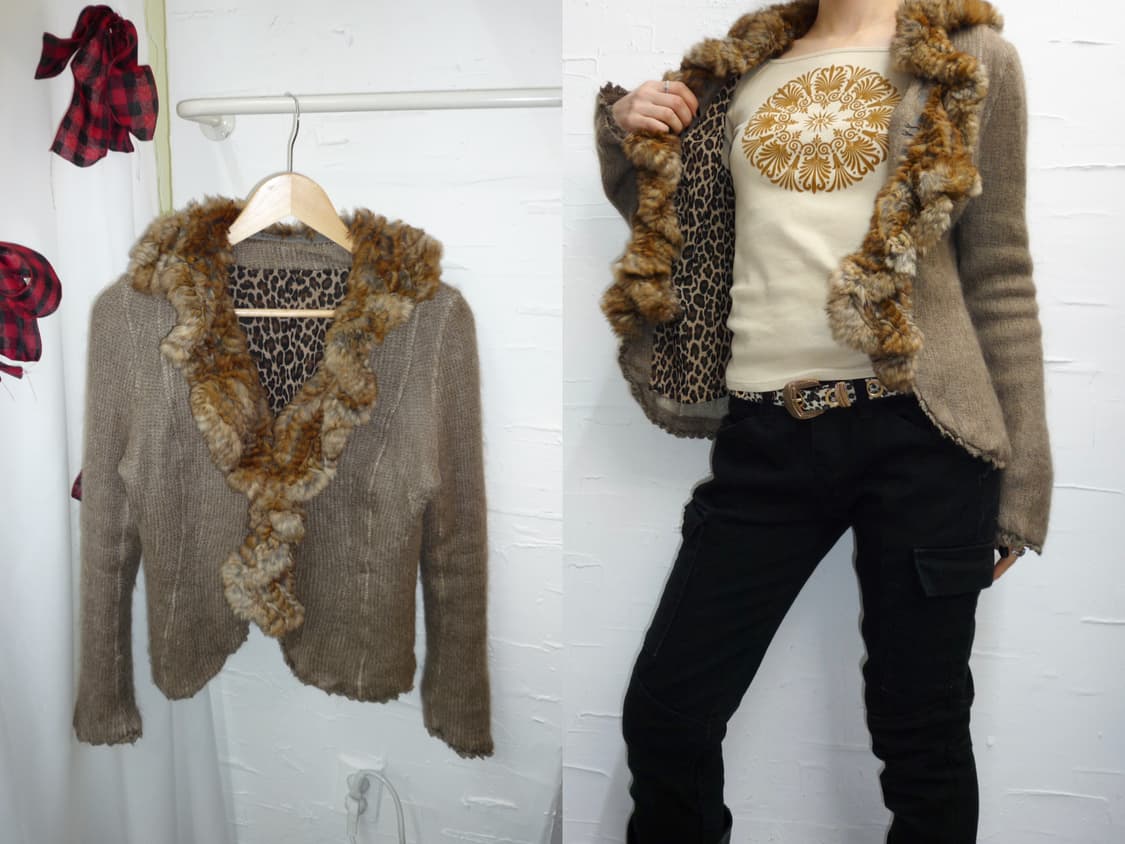 fur-trimmed neckline cardigan 상품이미지1