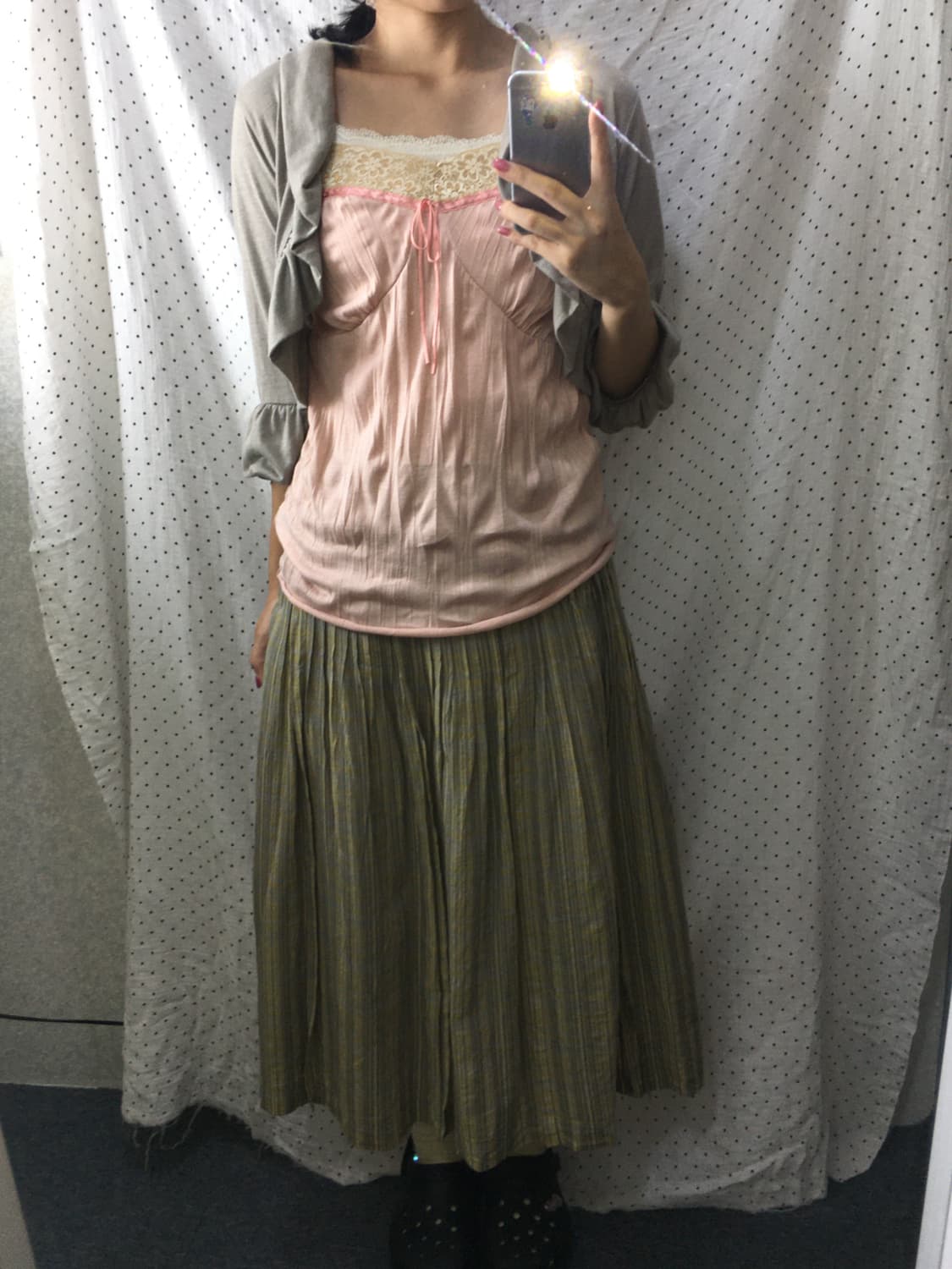 카키 7부 볼레로 가디건 상품이미지1