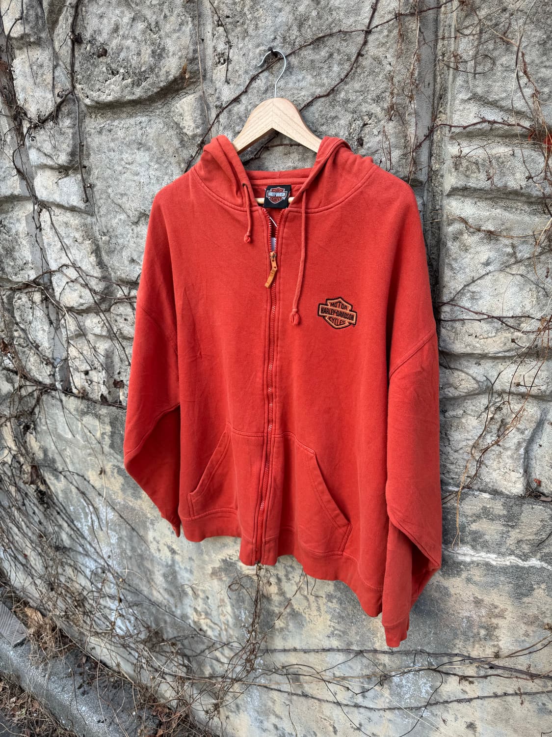 할리데이비슨 빈티지 자수로고 후드 집업 후디 오렌지 빅사이즈 상품이미지3