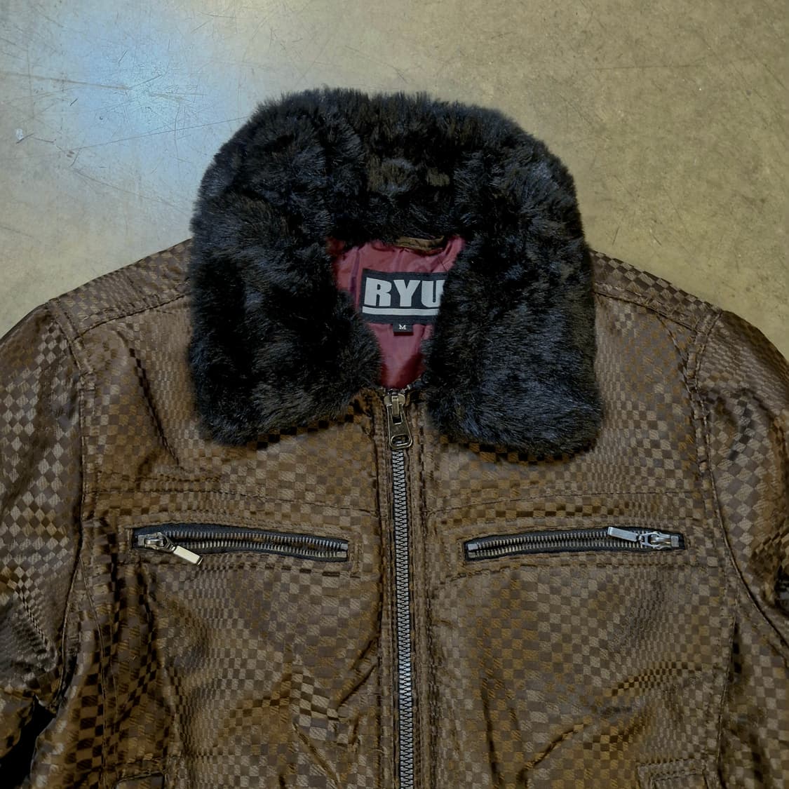 JPN 빈티지 브라운 체크 퍼 패딩 자켓 S~M 상품이미지2