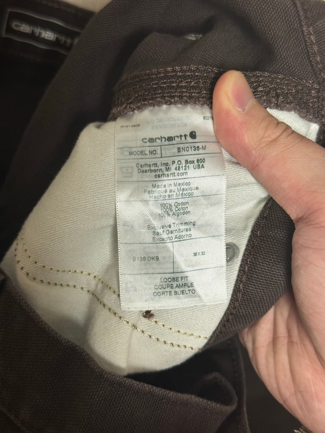 [36x32] 칼하트 b136 더블니 다크 브라운 현행 상품이미지4