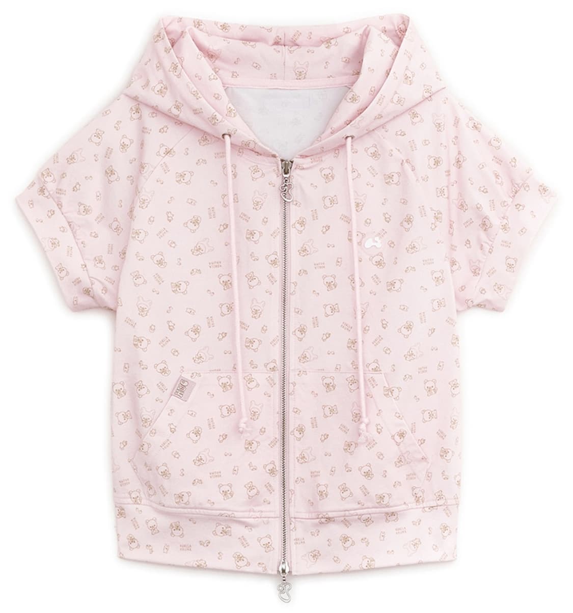 허그유어스킨 코리락쿠마 프린트 후드집업 핑크 상품이미지1