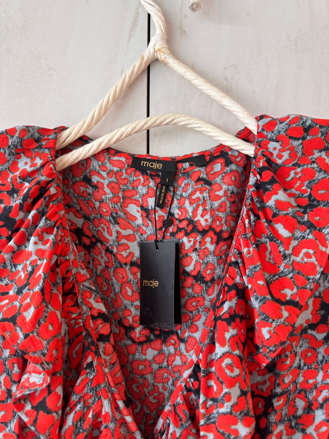 텍있는 새상품 maje 레드 레오파드 랩 블라우스 1(44,55가능) 상품이미지7