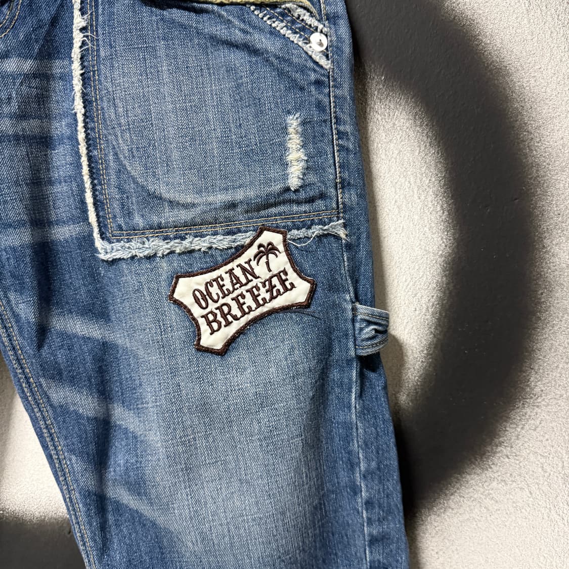 VTG 빈티지 올드스쿨 레이어드 패치 디테일 신치백 카펜터 데님 반바지 상품이미지4