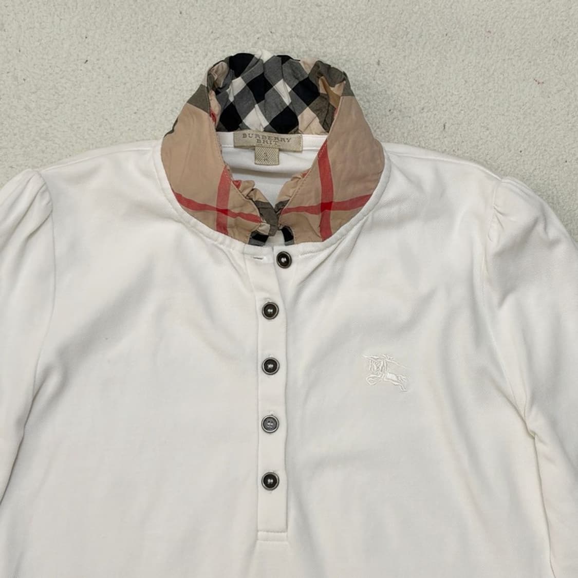 BURBERRY 체크 트리밍 롱슬리브 S 상품이미지3