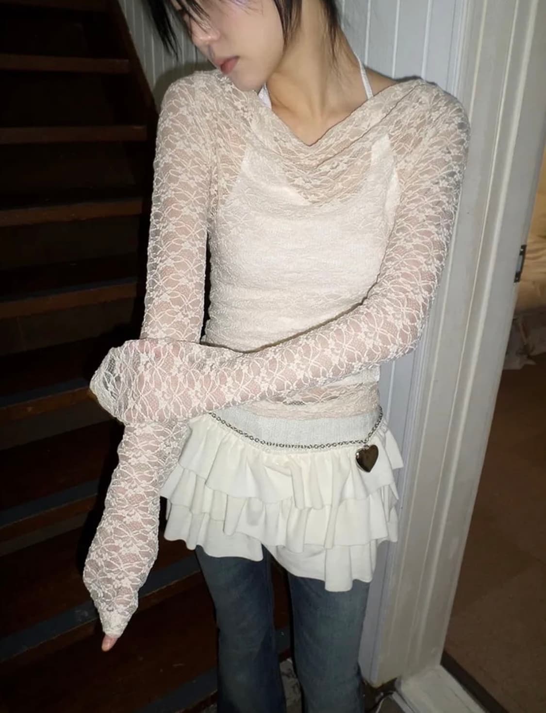 셔링 시스루 티 상품이미지2