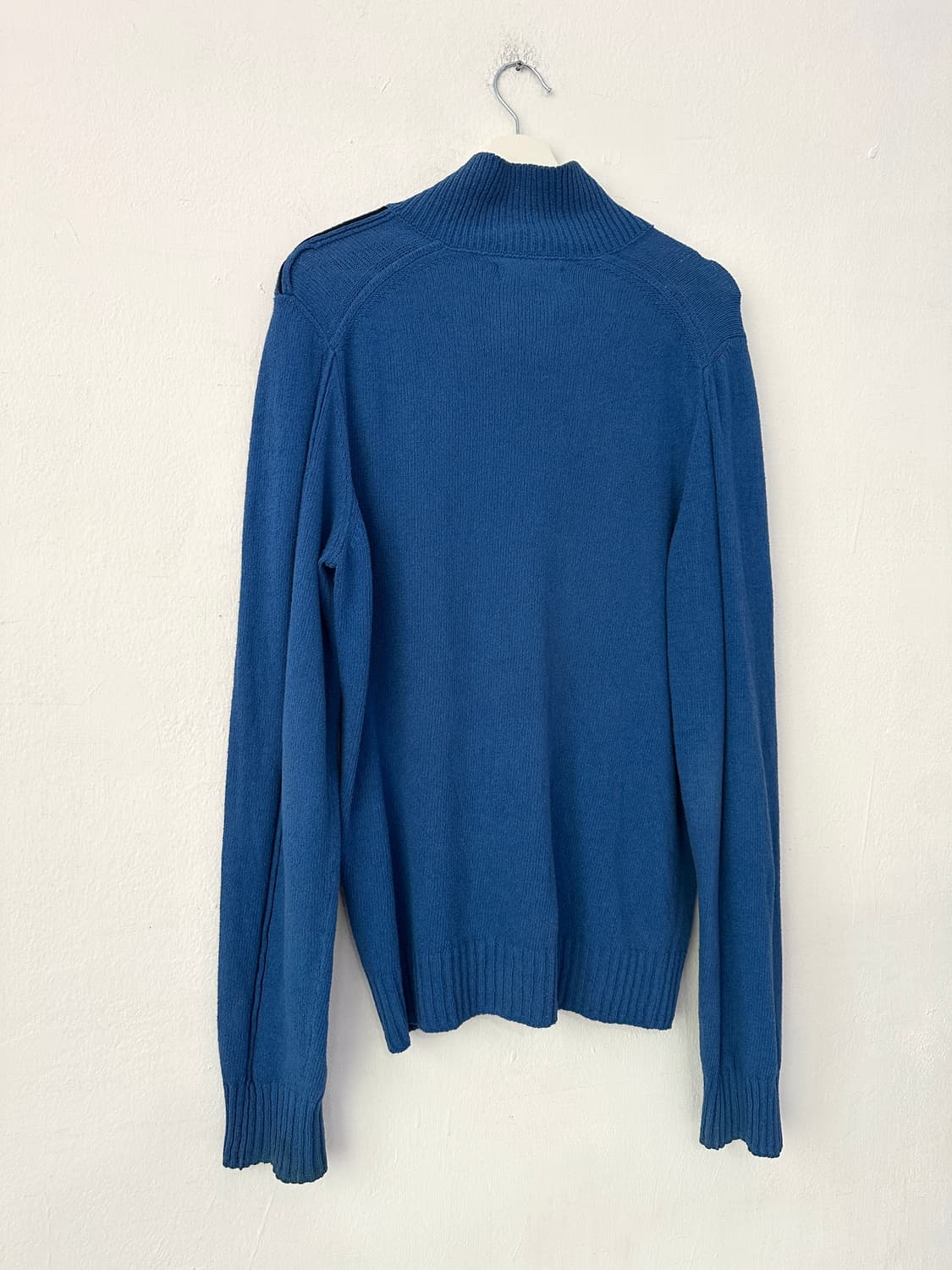 스톤아일랜드 2000s 비대칭 견장 니트집업 블루 상품이미지6