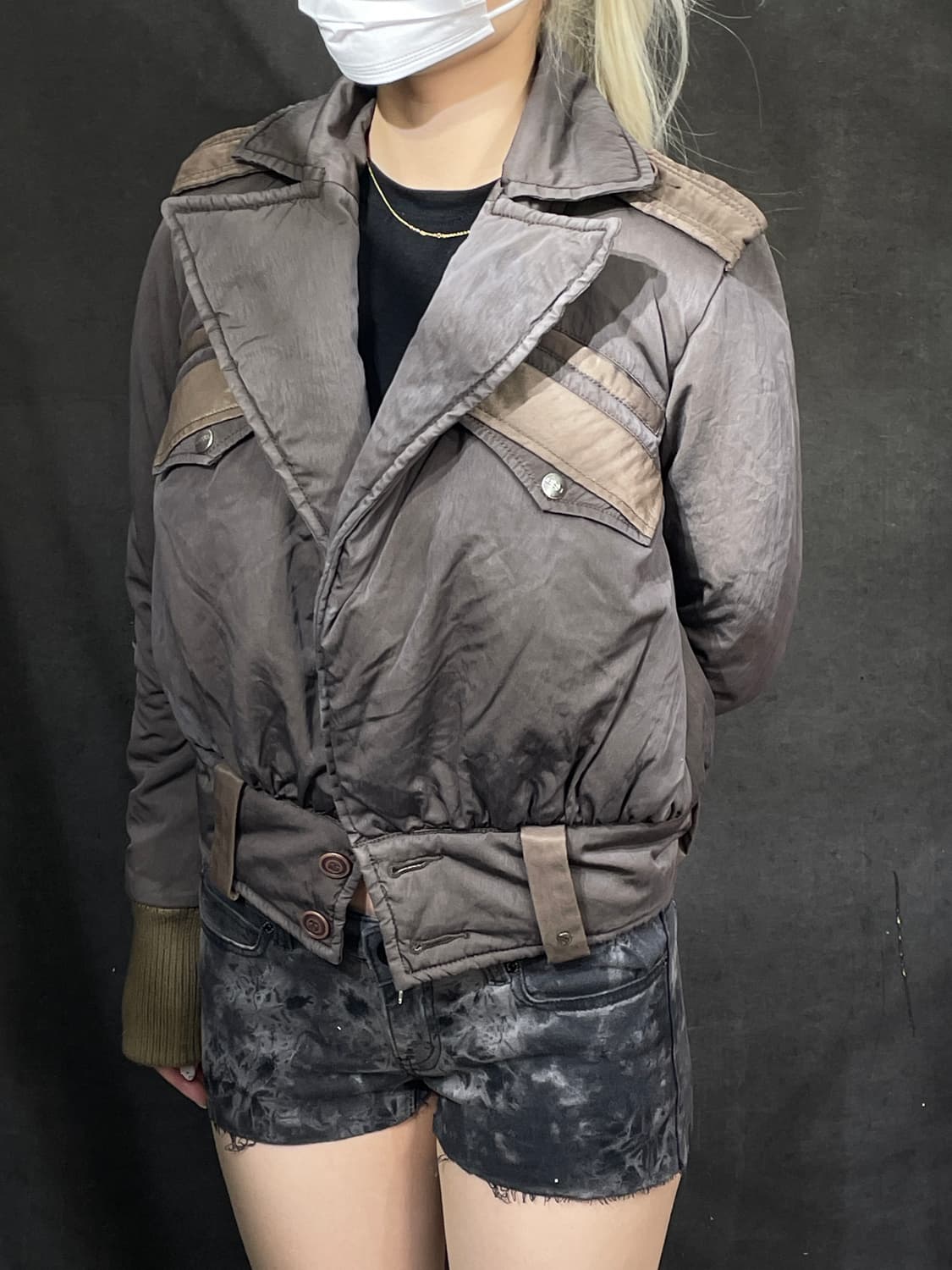 디젤 아카이브 y2k 바이커 봄버 자켓 브라운 패딩 점퍼 S 상품이미지5