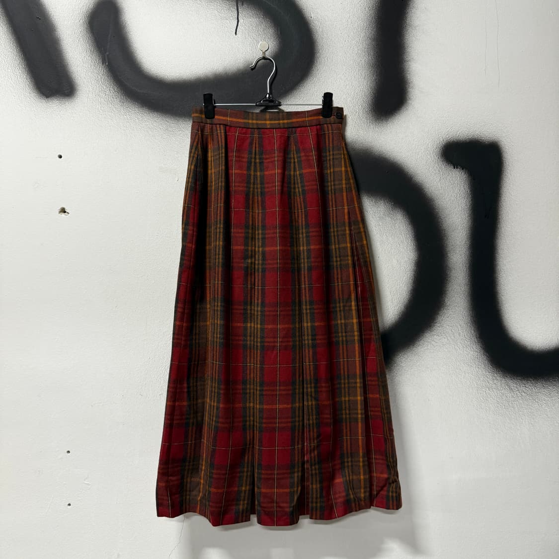 VTG 빈티지 울 혼방 타탄 체크 플리츠 스커트 상품이미지1