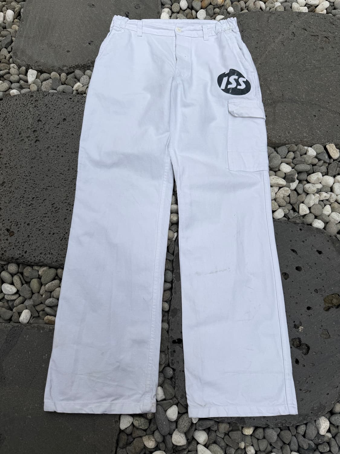 1990s VINTAGE WHITE FRENCH ISS 프렌치워크팬츠 상품이미지1
