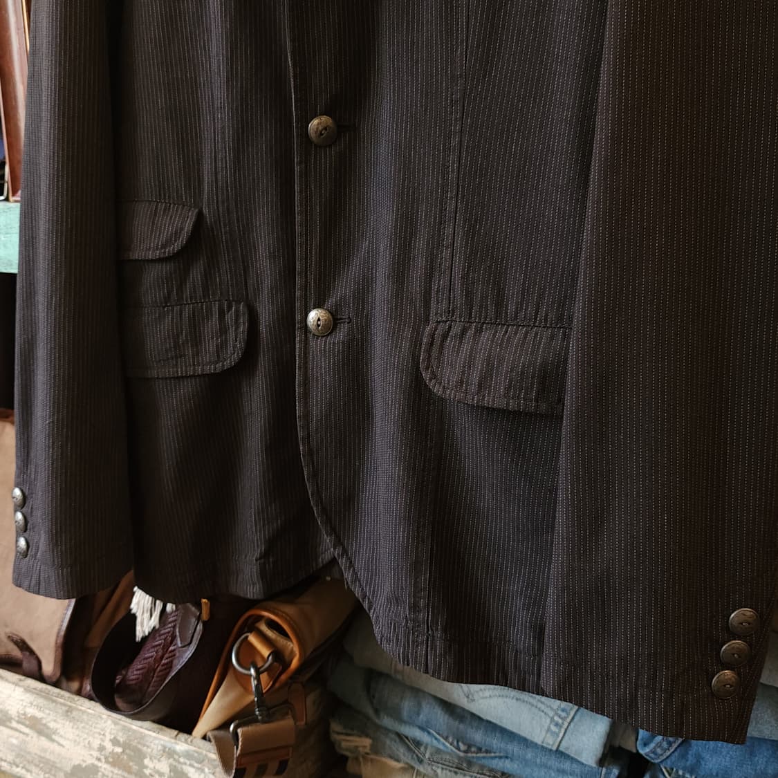 휴고보스 웨스턴 자켓 메탈 버튼 스트라이프 블레이져 자켓 50 상품이미지5