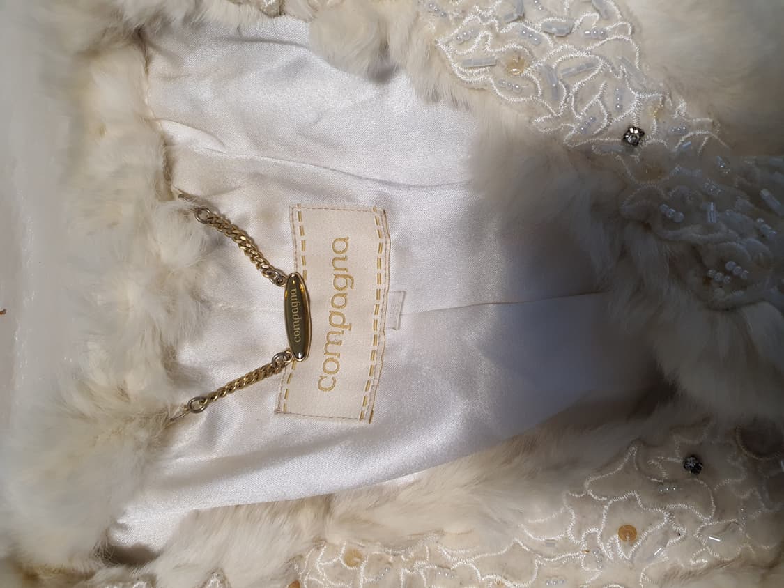 [갸루] 아이보리 퍼 베스트 레이스 장식 여우털 토끼털 상품이미지4