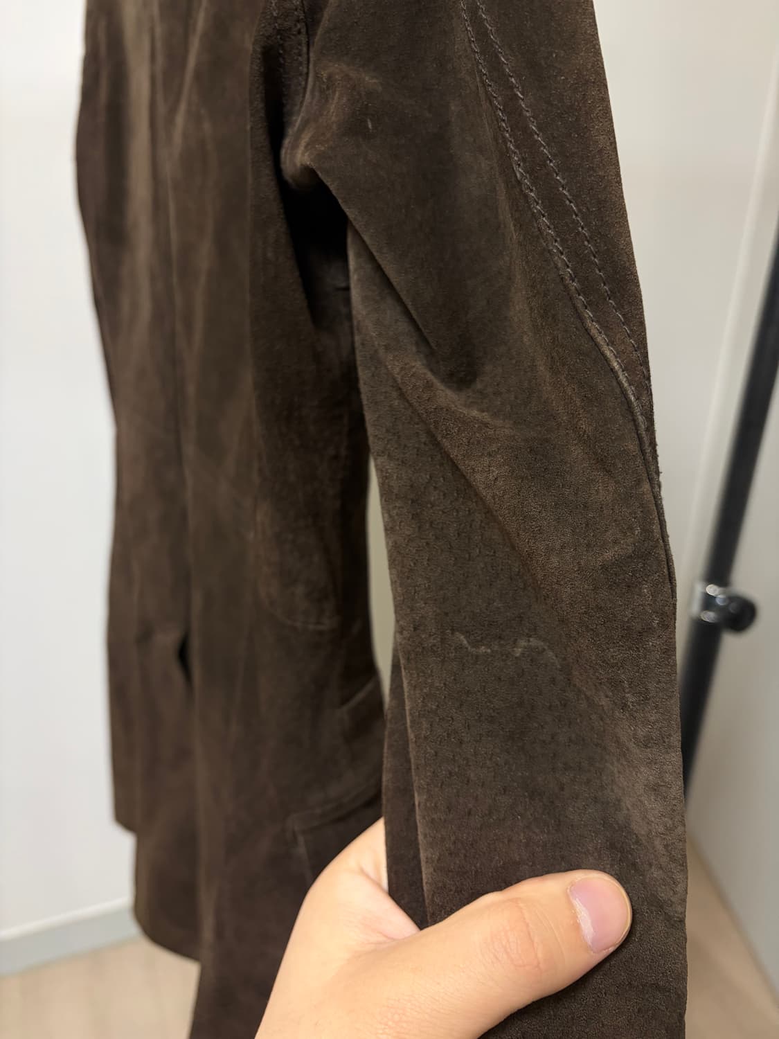 (L) eloq 엘록 돈피 브라운 스웨이드 더블 견장 자켓 상품이미지10