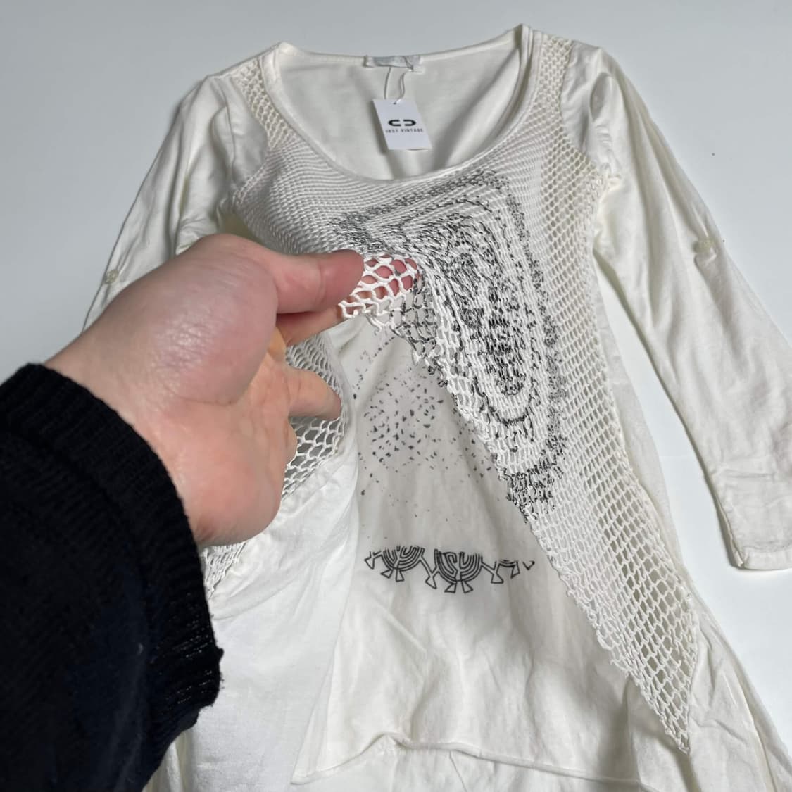 메쉬 레이어드 언밸런스 롱슬리브 (italy)   상품이미지4