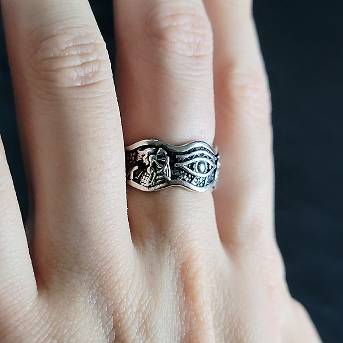 Apert 실버 남자 엔틱 빈티지 명품 일루미나티 호루스의눈 반지 상품이미지6