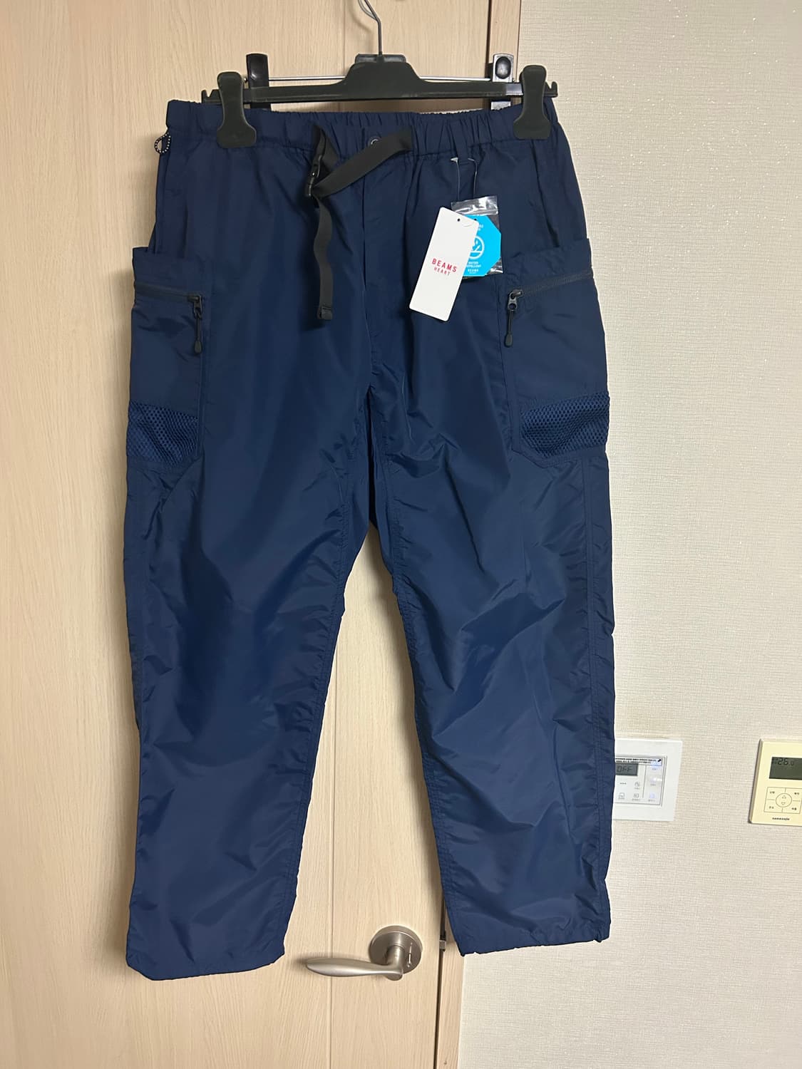 BEAMS 빔즈 나일론 워크 팬츠 네이비 L 상품이미지1