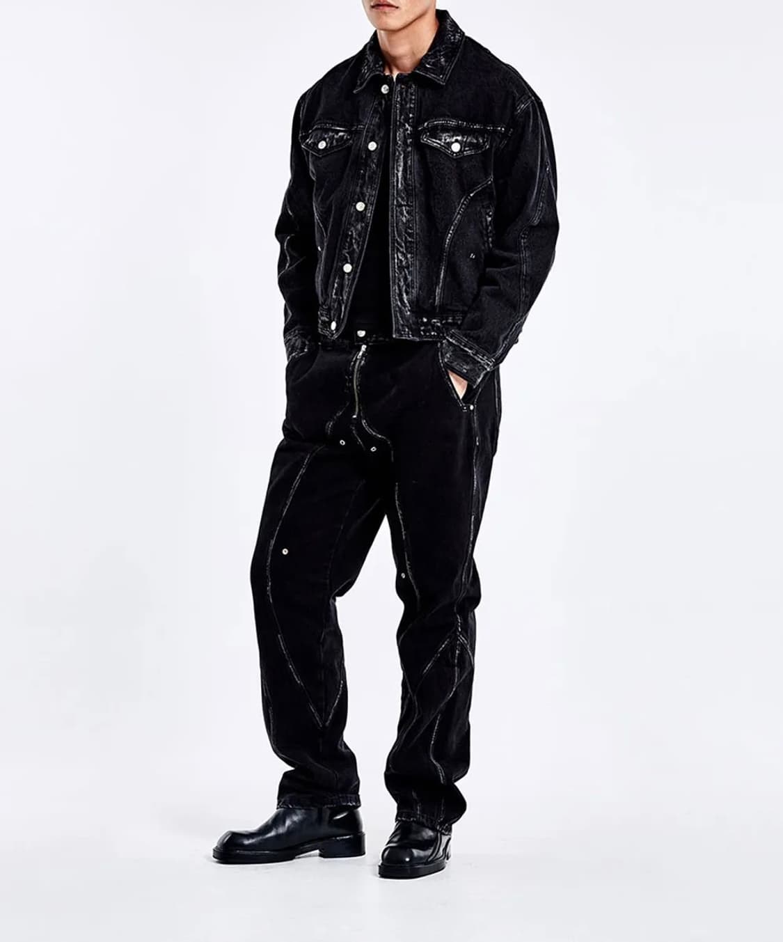 51퍼센트 터널 라이닝 트라우저 데님 팬츠 바지 블랙 L 상품이미지5