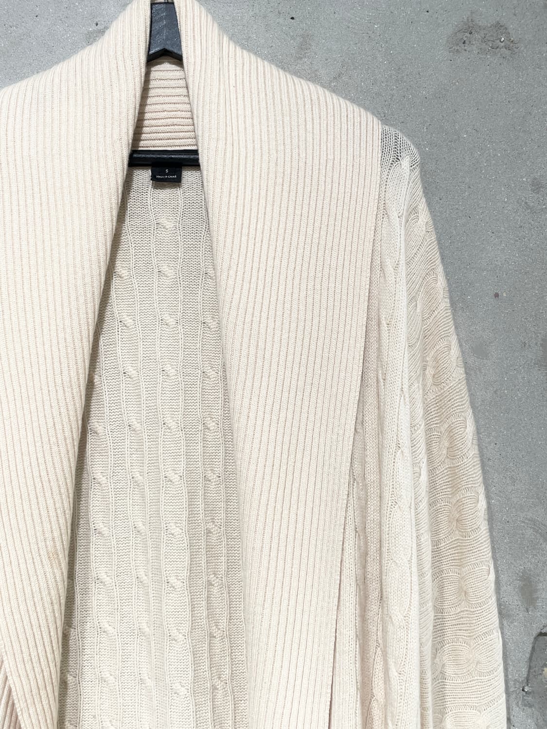 랄프 로렌 아이보리 숄 카라 케이블 오픈 가디건 상품이미지3