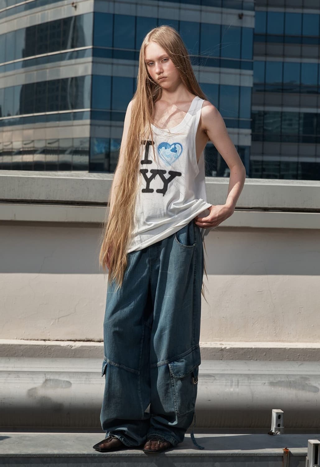 Open yy I love yy sleeveless white 상품이미지2