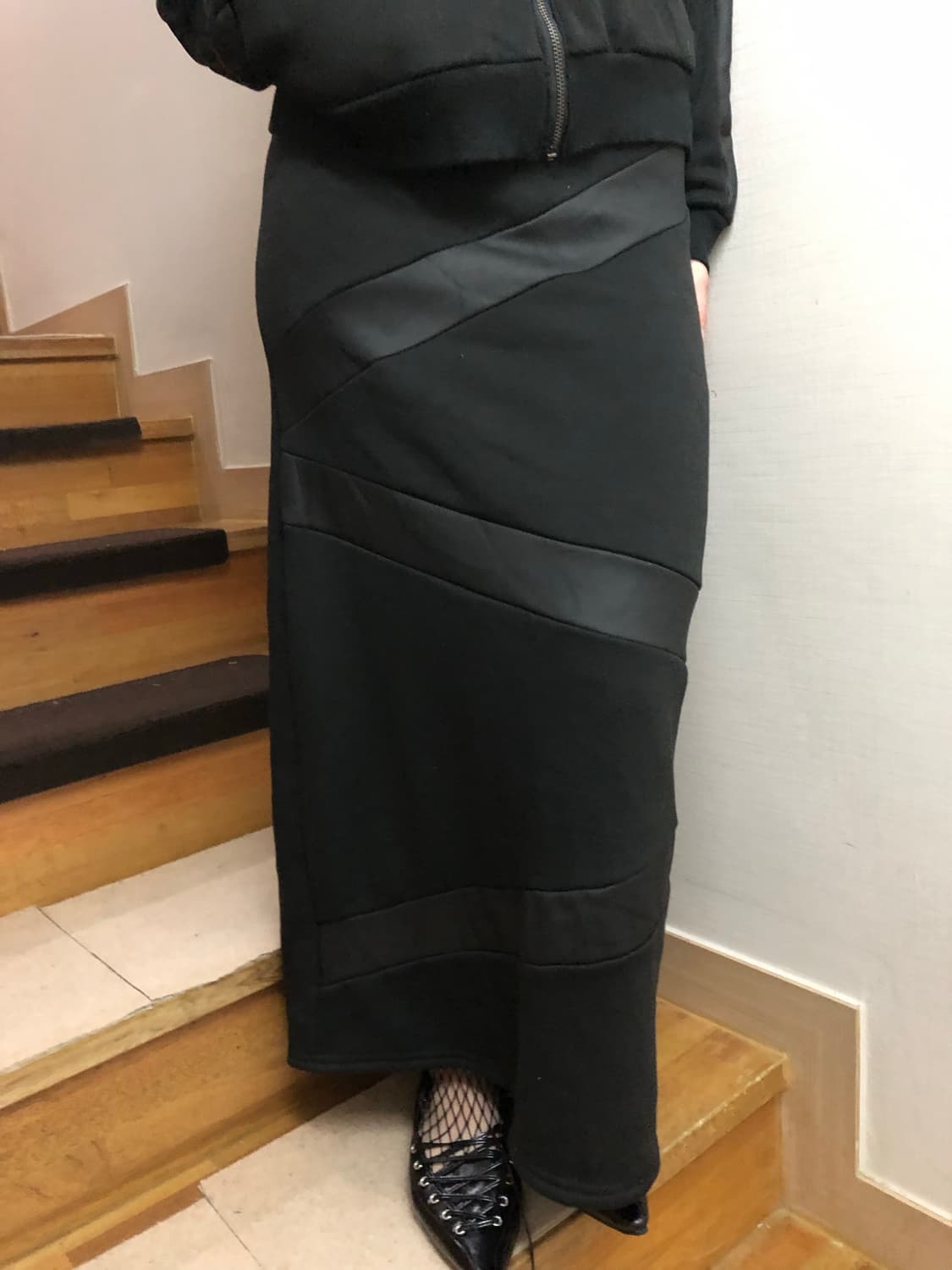 빈티지 블랙 레더 패치 셋업 상품이미지6