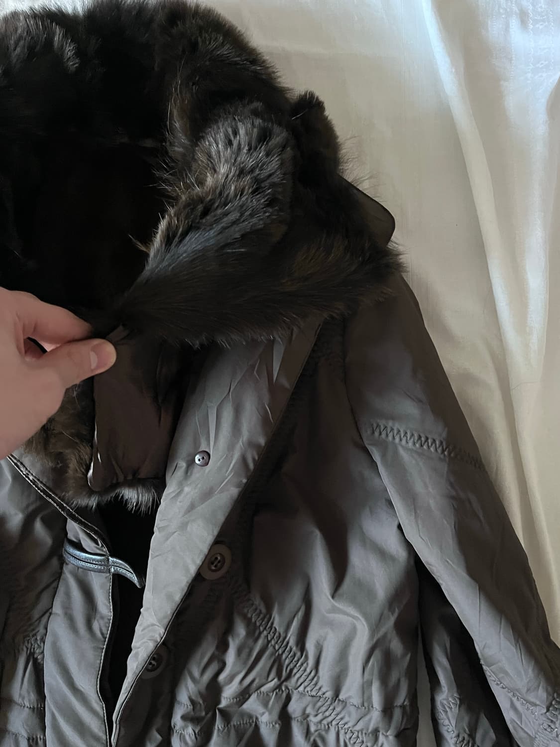 Dark Brown Fur Longline Puffer Jacket 상품이미지5