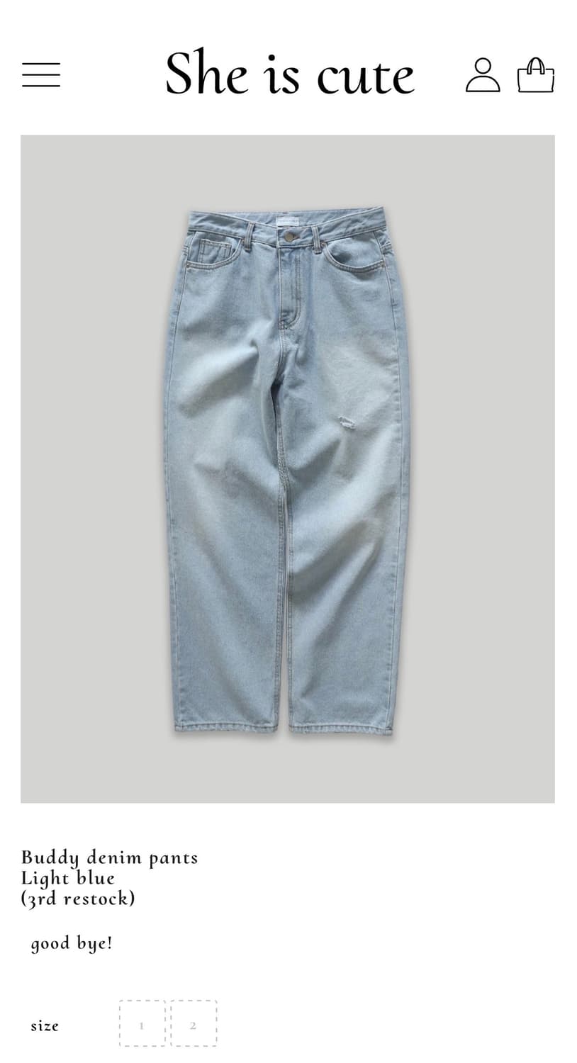 쉬이즈큐트 버디 데님 Buddy denim pants Light blue 상품이미지1