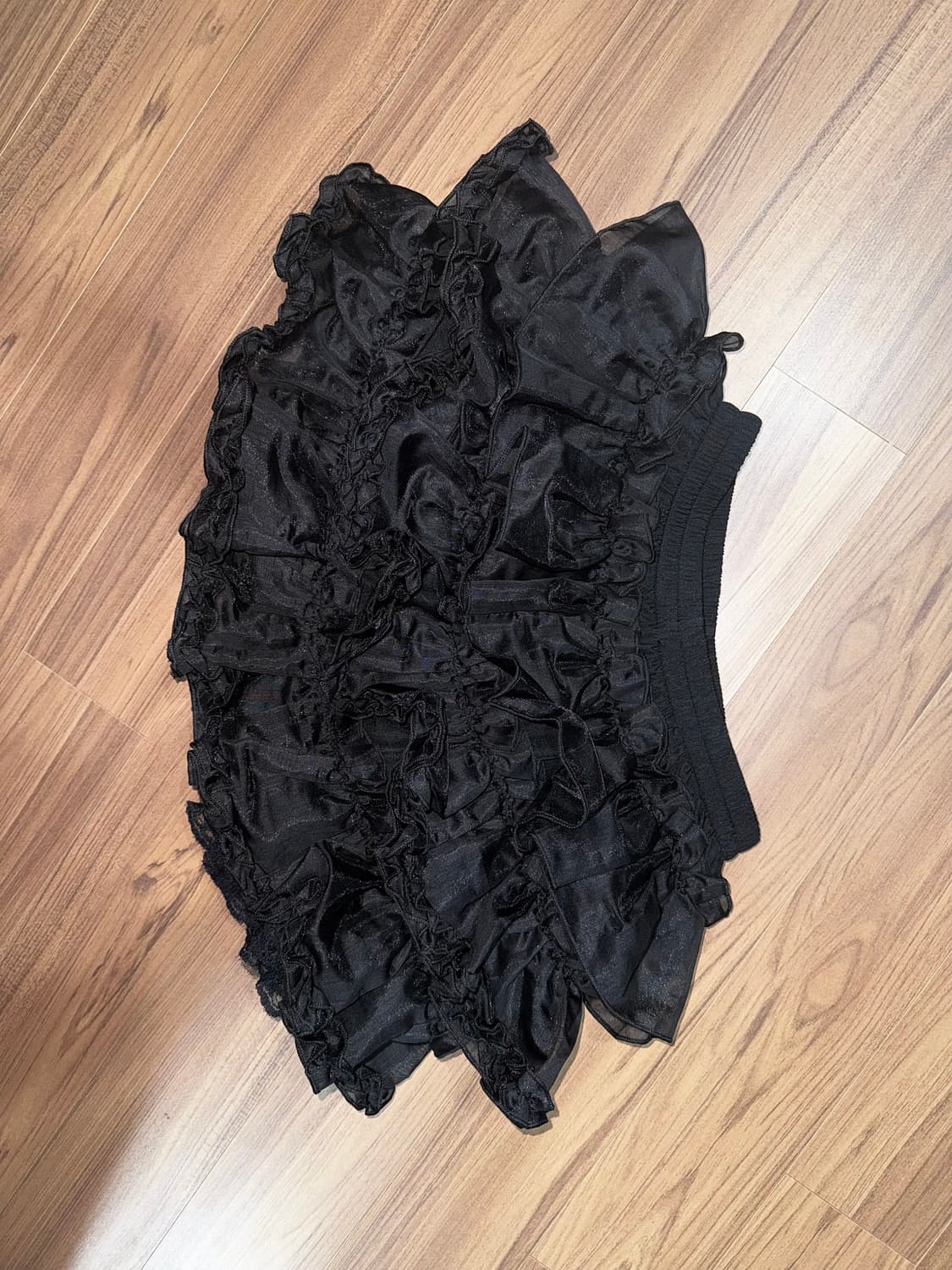 러프넥 튜튜 팬츠 스커트 블랙 상품이미지3