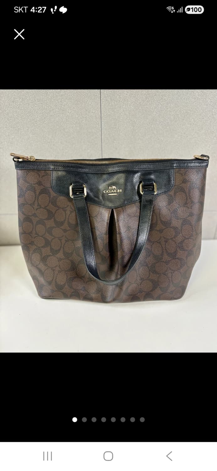 코치 시그니처 PVC 토트백 브라운 블랙 정품 여성가방 상품이미지1