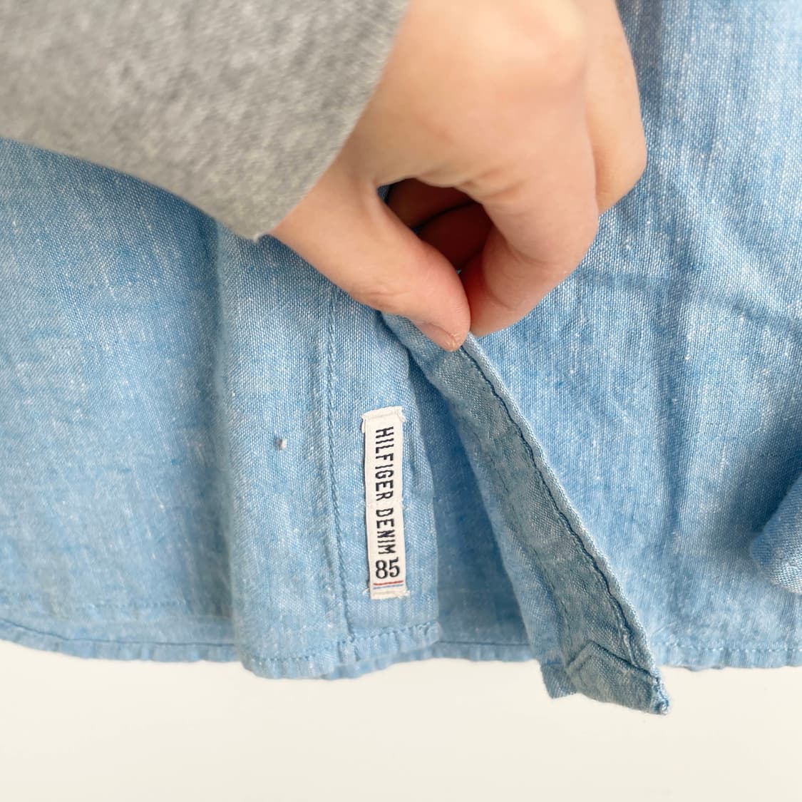 F2 타미힐피거(Tommy Hilfiger) 스카이 블루 린넨 셔츠 M사 상품이미지5