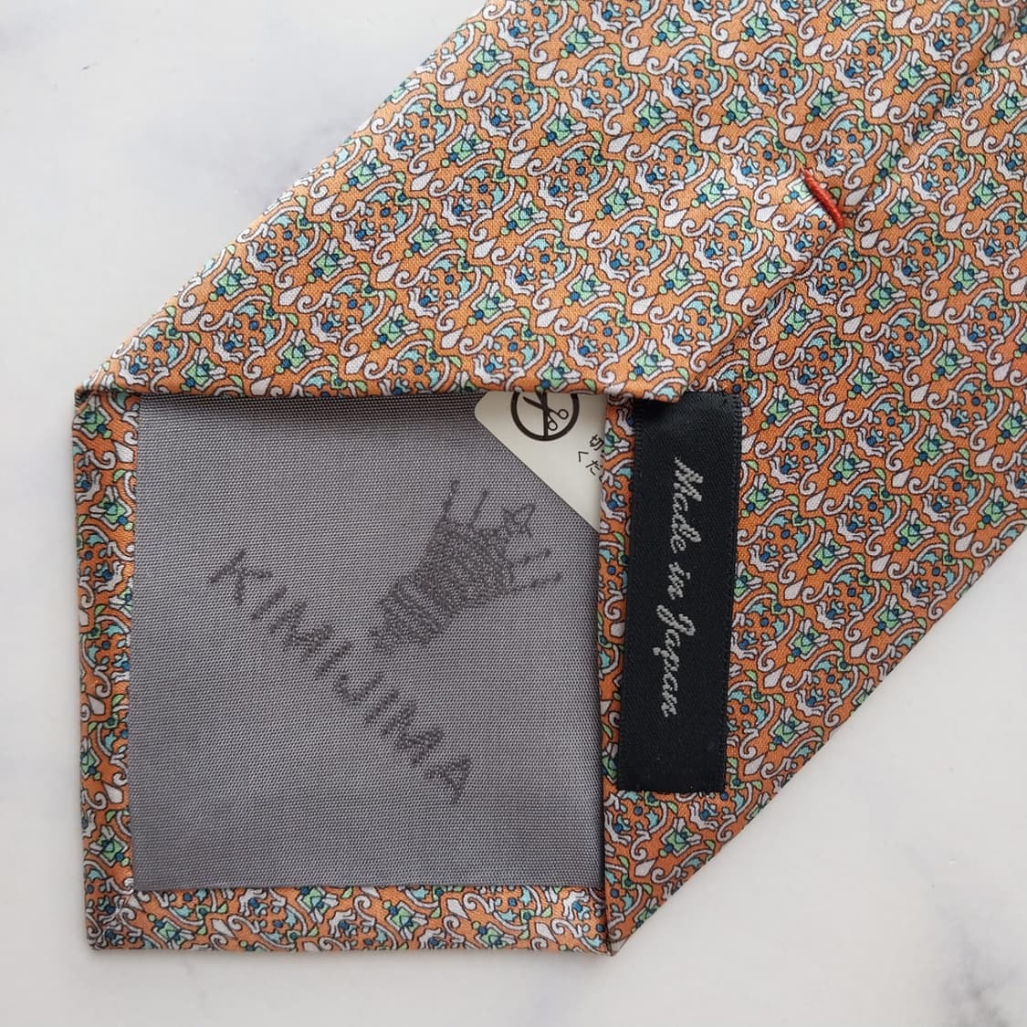 키미지마 실크 오렌지 패턴 넥타이 8.8cm A+등급 K2432 상품이미지8