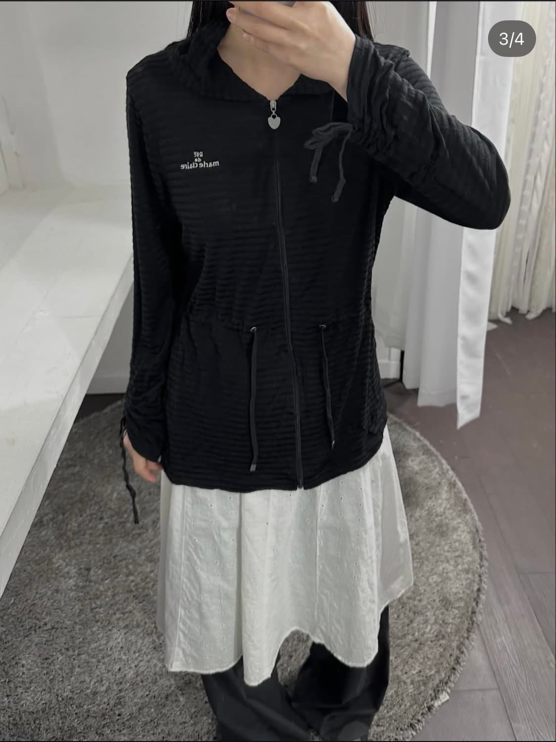 marie claire stripe hood zipup 상품이미지3