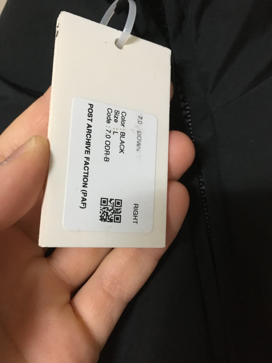 포스트아카이브팩션 7.0 다운 라이트 블랙 판매합니다 상품이미지5