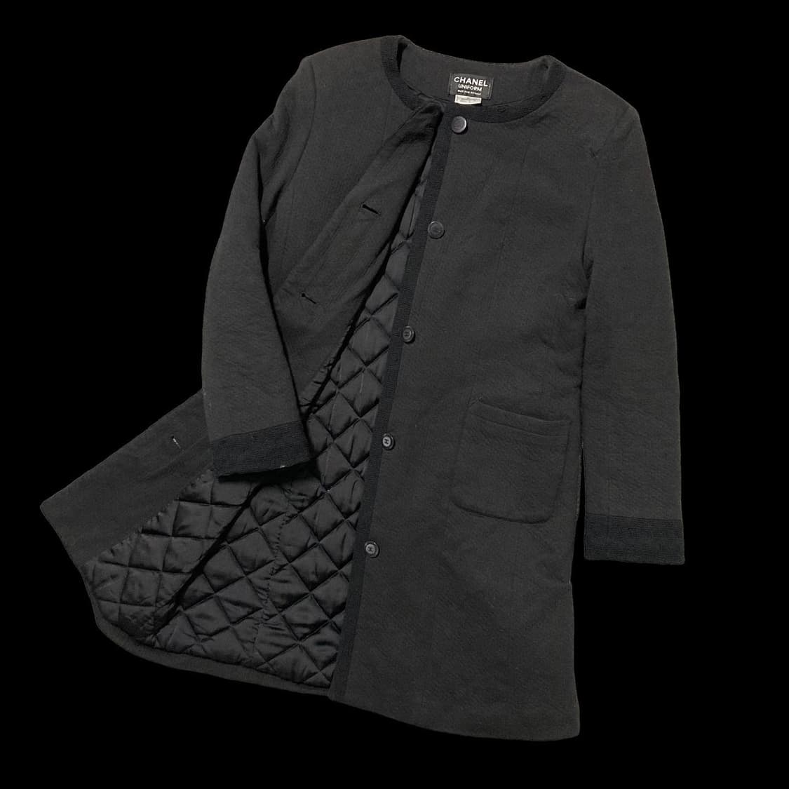 CHANEL 샤넬 논카라 블랙 코트 상품이미지2