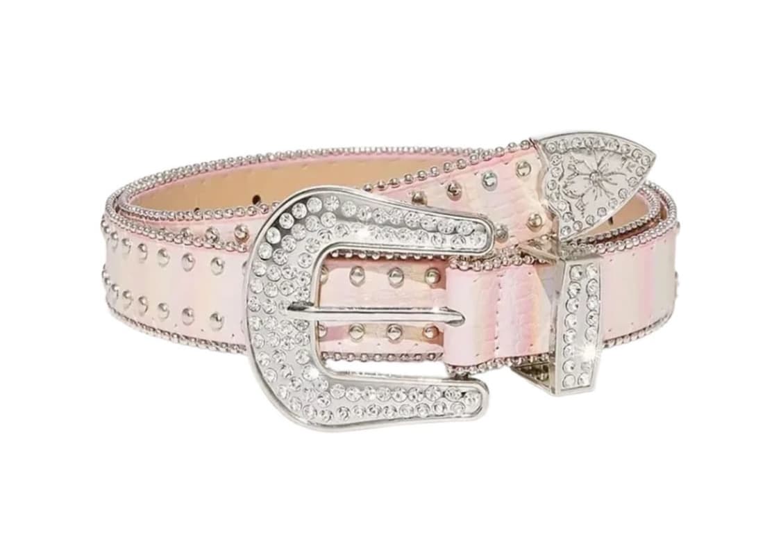 y2k 핑크 홀로그램 큐빅 벨트 웨스턴 스타일 상품이미지1