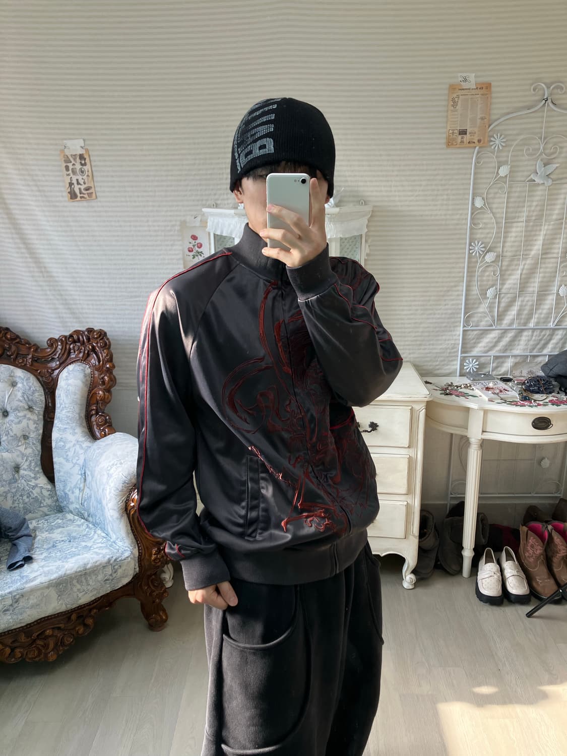 빈티지 레드 염라천왕 스카잔 o-927 y2k 스트릿 모리 갸루 일본빈티 상품이미지8