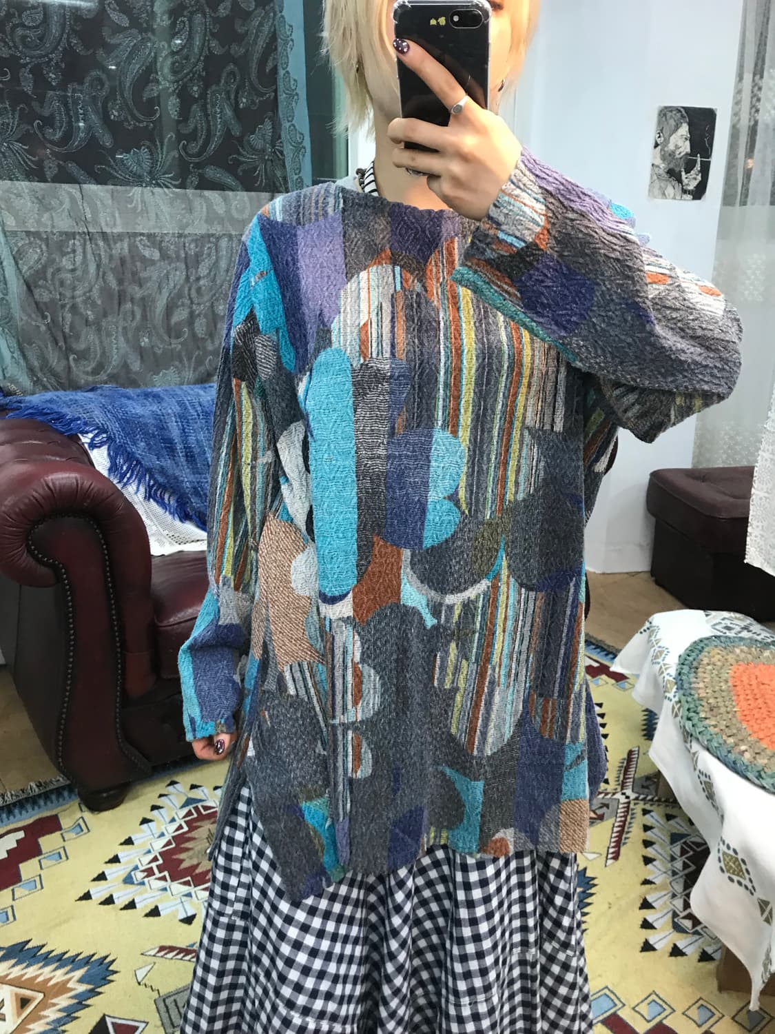 빈티지 여성 패턴 롱슬리브 긴팔 티 (Z1130) 상품이미지2