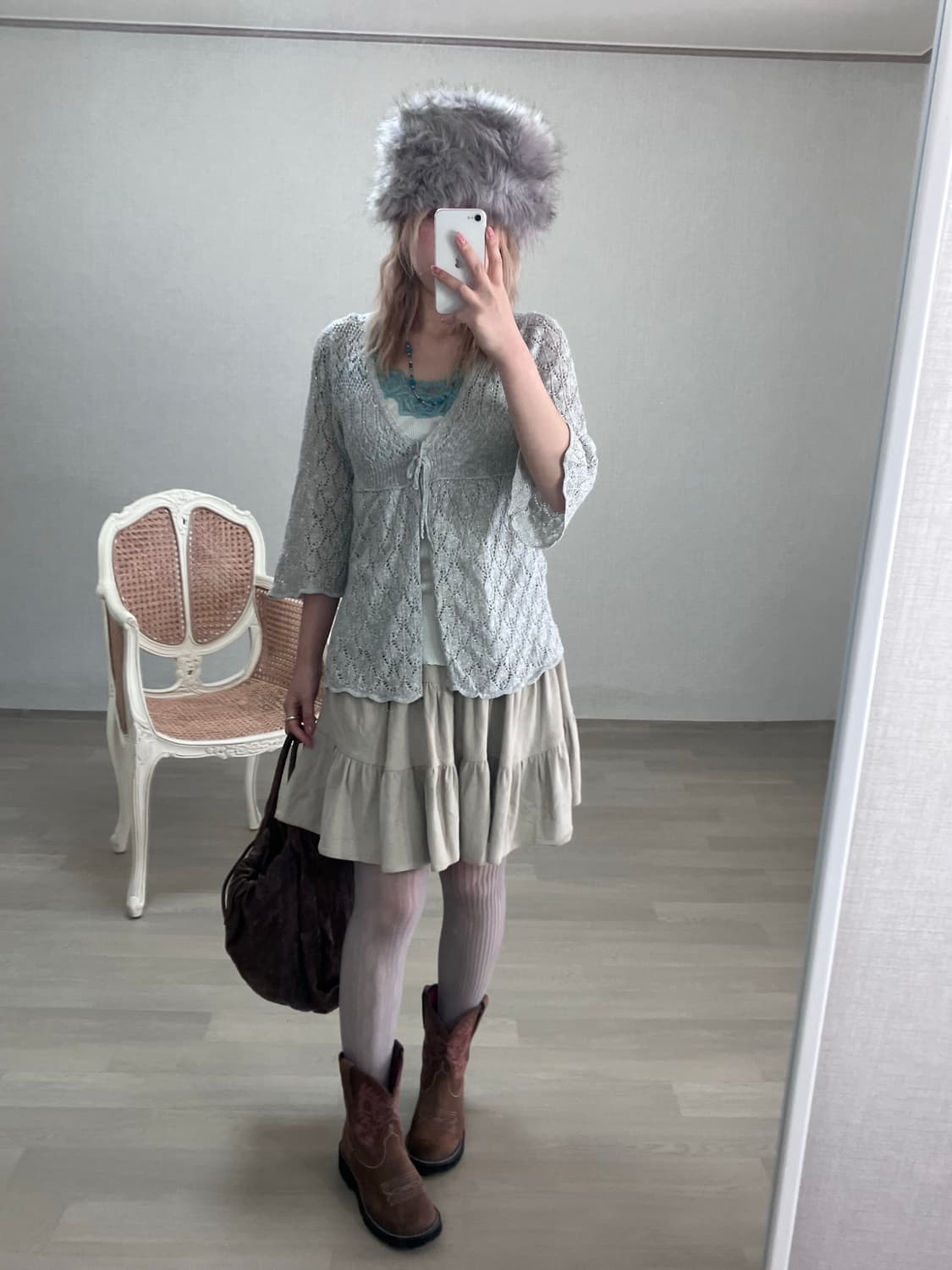 jpn vintage mint gray crochet glitter cd 상품이미지4