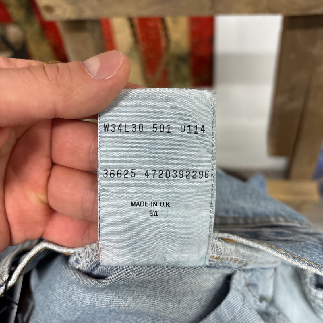 00s 리바이스 501 영국생산 패치워크 커스텀 데님팬츠 N897   상품이미지10