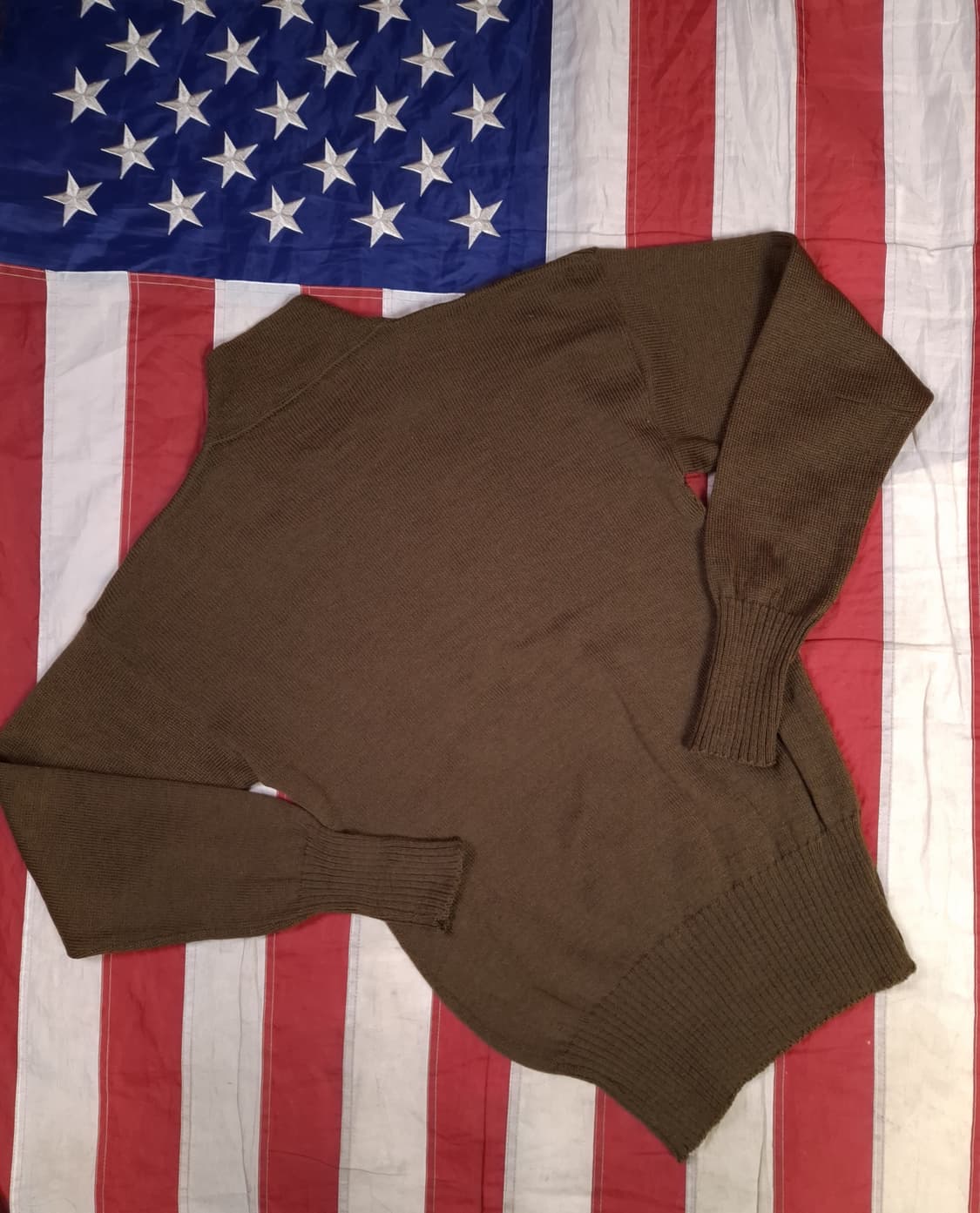 오리지날 90's 미군 지급용 울 브라운 5버튼 코만도스웨터 상품이미지4