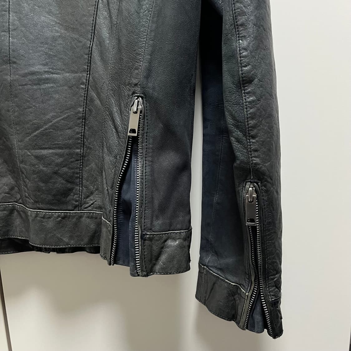 지오송지오 멀티지퍼 하이넥 램스킨자켓 상품이미지5