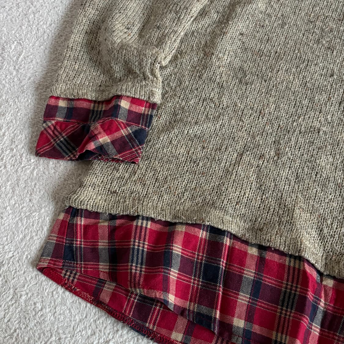 일본빈티지 AccrocheR 체크 레이어드 롱 니트 상품이미지5