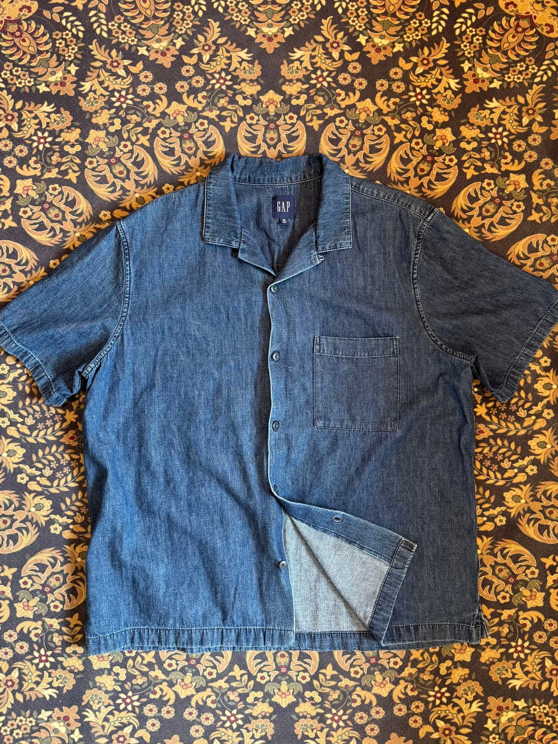 올드 갭 루프칼라 데님 하프셔츠 상품이미지1