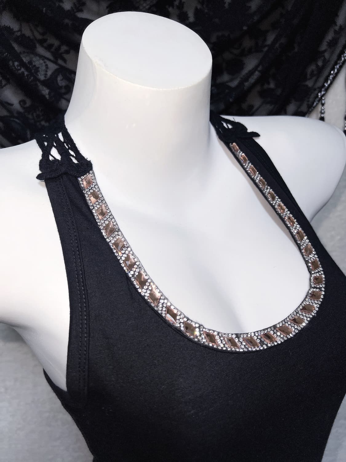 레이스 자수 큐빅 슬리브리스 홀터넥나시 로맨틱고딕 갸루 페어리 핀터 펑크 상품이미지8