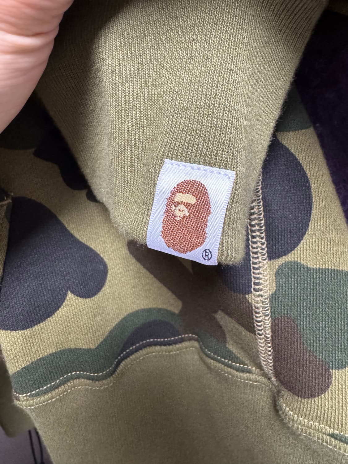 [L]베이프 PONR 퍼스트 카모 세컨드 샤크 풀 집 후드 그린 상품이미지7